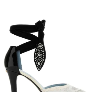 Two-tone lace and leather Foliefoliage pumps