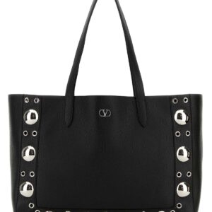 Black leather VLogo Signature shopping bag