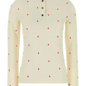 Embroidered cotton blend sweater