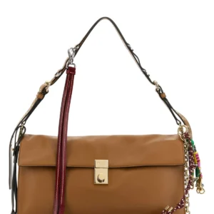 Camel leather large Prada Soft Sound shoulder bag