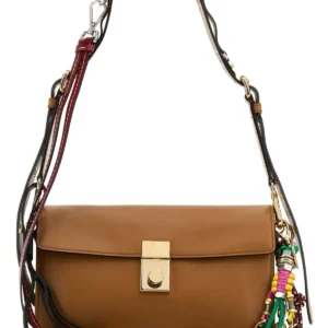 Caramel leather small Prada Soft Sound shoulder bag