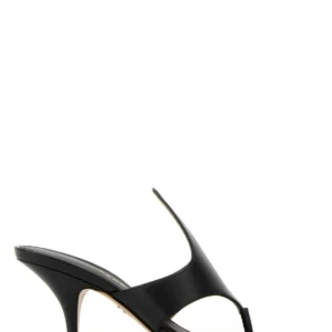 Black leather Lyrai thong mules