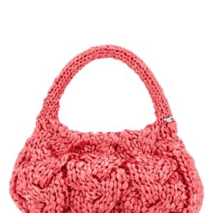 Fuchsia raffia small Cable handbag