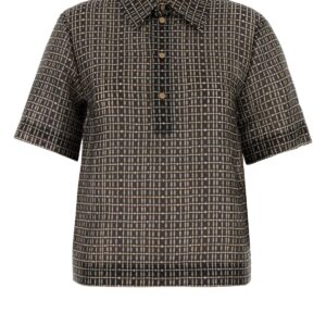 Printed silk blend polo shirt