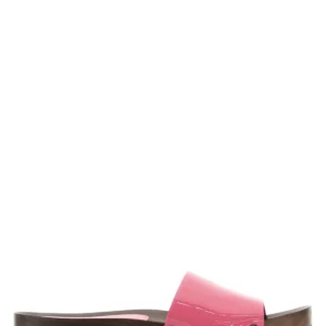 Fuchsia leather clogs