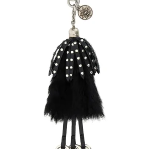 Black calf hair and leather keyring