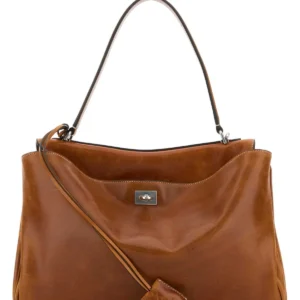 Caramel leather medium Rodeo handbag