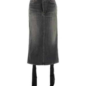 Black denim skirt
