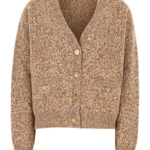 Two-tone wool blend cardigan
