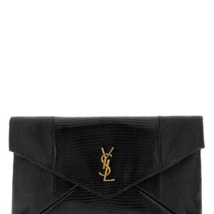 Black leather clutch