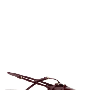 Burgundy leather ballerinas
