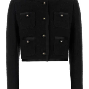Black boucle blazer