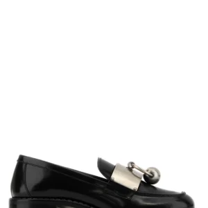Black leather loafers
