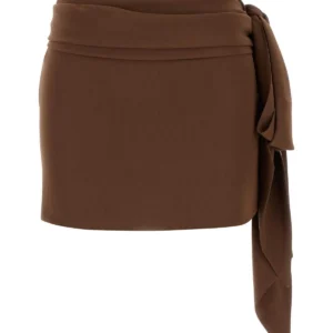 Brown crepe mini skirt