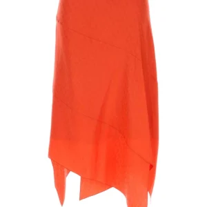 Coral silk skirt