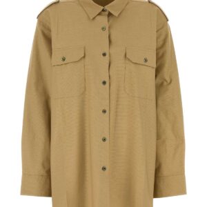 Camel cotton oversize shirt