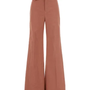 Dark pink cotton flared leg pant