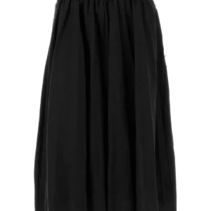 Two-tone twill and denim skirt