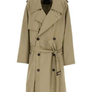Sage green gabardine trench coat