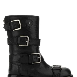 Black leather boots
