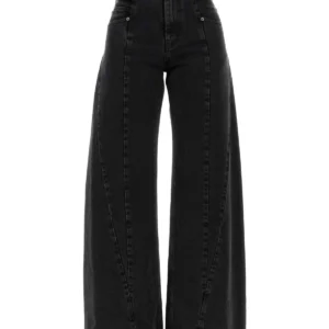Black denim wide-leg jeans