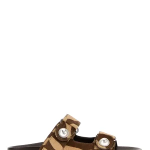 Printed calf hair Fayence slippers
