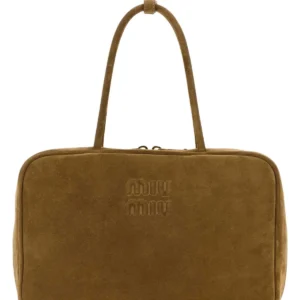 Beige suede handbag