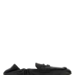 Black nappa leather Ruches loafers