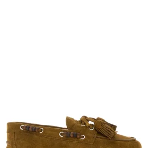 Khaki suede loafers