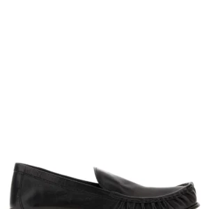 Black leather loafers