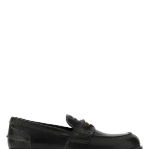 Black leather loafers