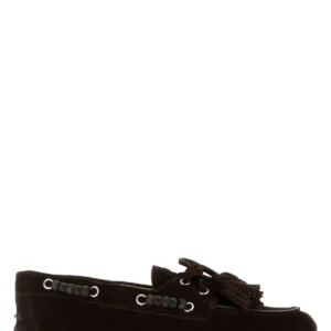 Dark brown suede loafers