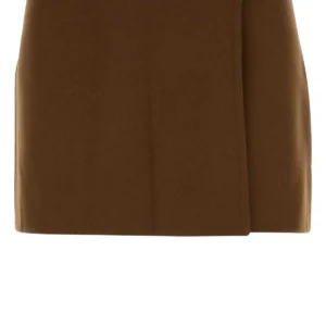 Brown wool blend mini skirt