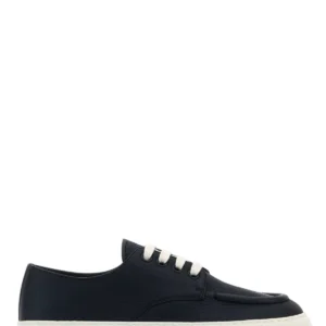 Navy blue leather sneakers