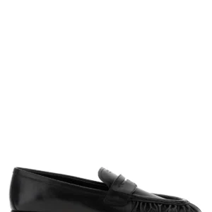 Black leather loafers