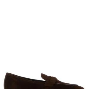 Dark brown suede loafers