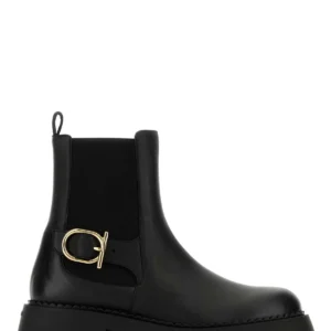 Black leather Tia ankle boots