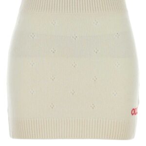 White wool blend mini skirt
