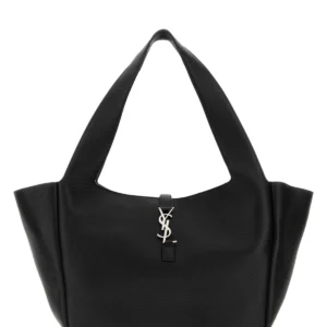 Black leather Bea shopping bag
