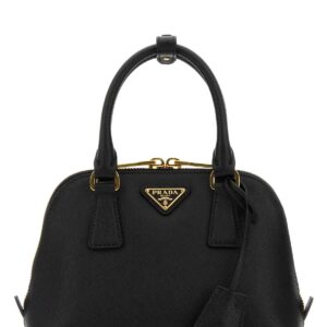 Black leather handbag