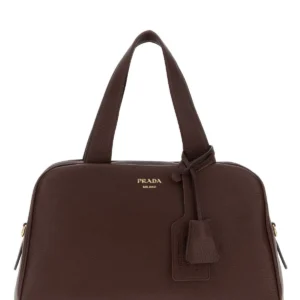 Brown leather handbag