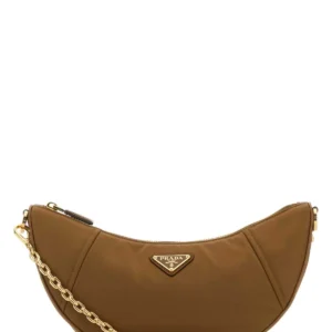 Camel Re-Nylon Prada Demi-lune shoulder bag