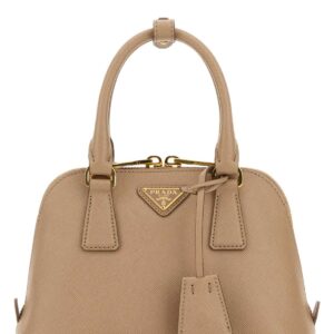 Beige leather handbag