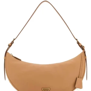 Peach leather large Prada Demi-lune crossbody bag