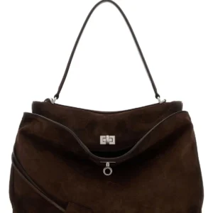 Dark brown suede medium Rodeo handbag