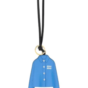 Cerulean blue leather keyring