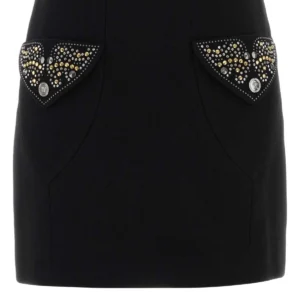 Black wool mini skirt