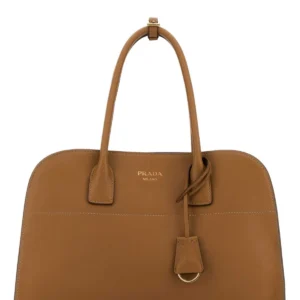 Camel leather medium shopping bag