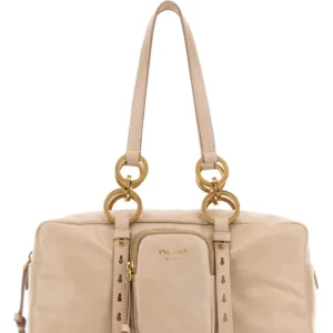 Powder pink leather handbag