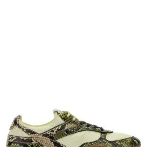 Multicolor fabric and leather sneakers